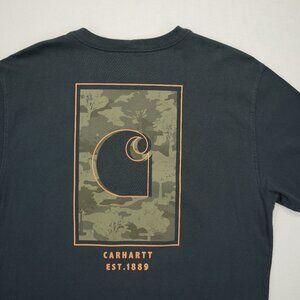 Carhartt Outdoor Theme Graphic TShirt M Loose Fit Patina Navy All Cotton